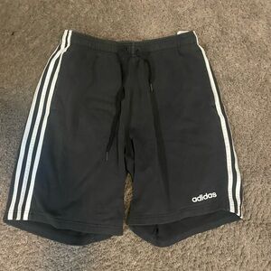 Adidas Men's Black Athletic Shorts with White Stripes